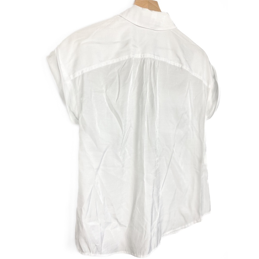 Jones New York Short Sleeve Button Down Blouse, White Gold - Size S - Picture 4 of 6